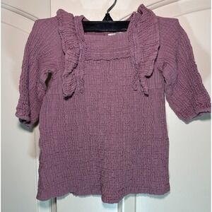 ZARA Baby Girls Purple Cotton Gauze Smocked Peasant‎ Prairie Dress Ruffle 18-24M